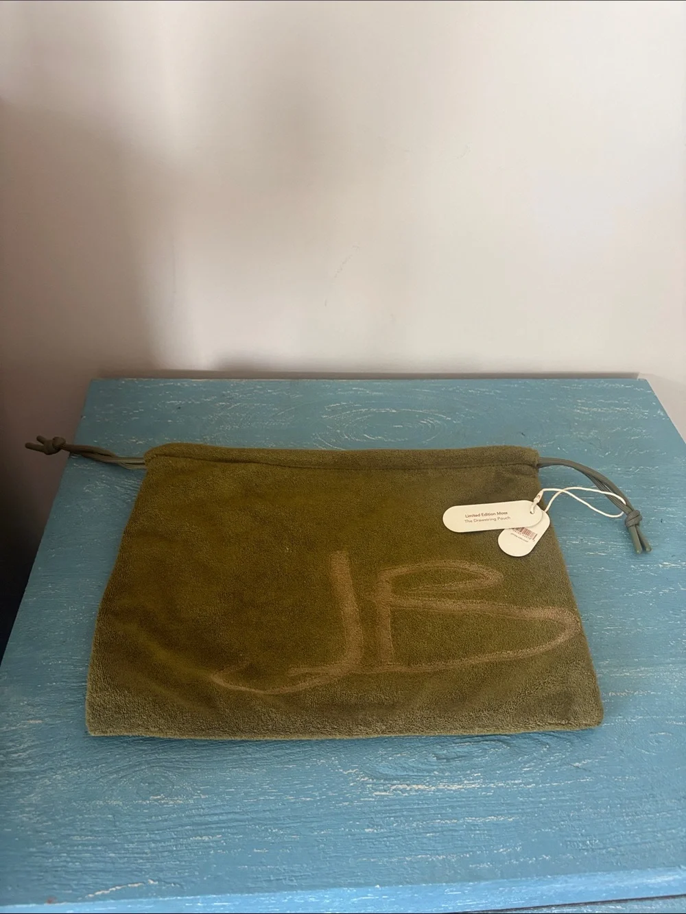 Brand new JENNY BIRD Limited edition moss the drawstring pouch